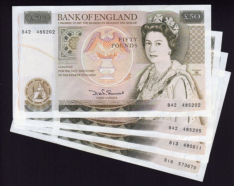 Bank of England, P-381a, ND (1981-88) 50 Pound Note, AU